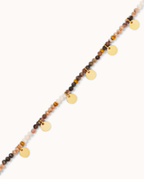 Waterproof Brown Beaded Necklace in Gold
