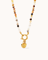 Waterproof Multi-Coloured Beaded Drop Semi-Precious Necklace in Gold