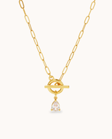 T-Bar Chain Cubic Zirconia Necklace in Gold