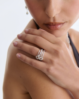 Cubic Zirconia Stacker Band Ring in Silver