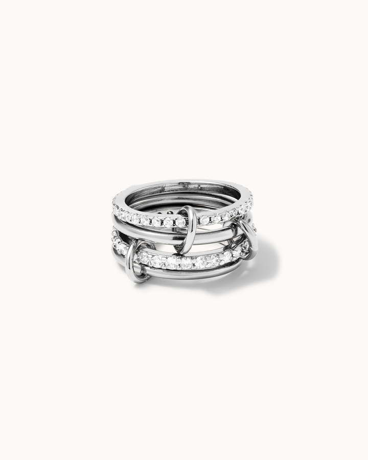 Cubic Zirconia Stacker Band Ring in Silver