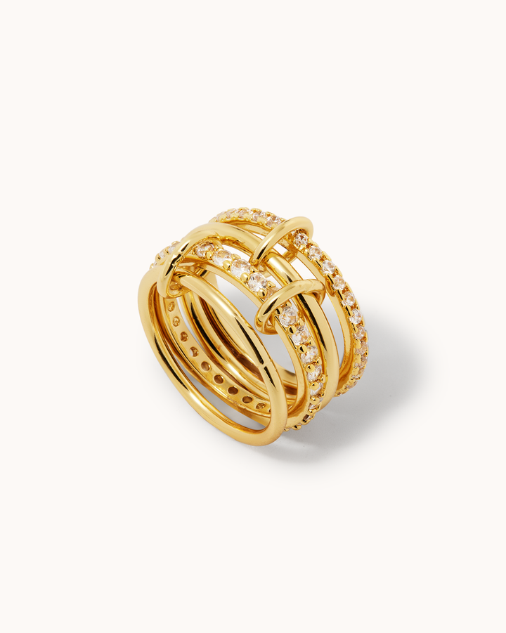 Cubic Zirconia Stacker Band Ring in Gold