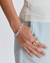 Waterproof Light Pink Triple Pebble Semi-Precious Ring in Gold
