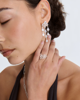 Pear Cubic Zirconia Waterfall Drop Earrings in Silver