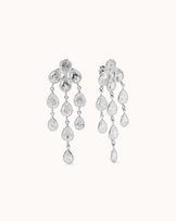 Pear Cubic Zirconia Waterfall Drop Earrings in Silver