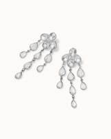 Pear Cubic Zirconia Waterfall Drop Earrings in Silver