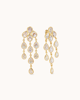 Cubic Zirconia Waterfall Pear Drop Earrings in Gold