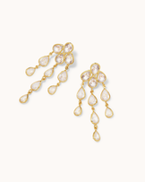 Cubic Zirconia Waterfall Pear Drop Earrings in Gold