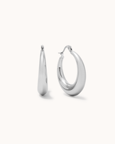 Waterproof Medium Round Hoop Earrings in Silver