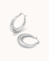 Waterproof Medium Round Hoop Earrings in Silver