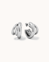 Waterproof Triple Hoop Earrings in Silver