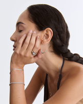Waterproof Open Drop Hook Earrings in Silver
