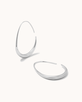 Waterproof Open Drop Hook Earrings in Silver