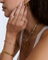 Waterproof Brown Semi-Precious Medium Oval Hoop Earrings in Gold