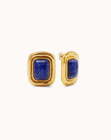 Blue Statement Stud Earrings in Gold