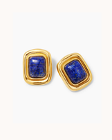 Blue Statement Stud Earrings in Gold