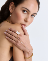 White Semi-Precious Hand Chain Bracelet in Gold