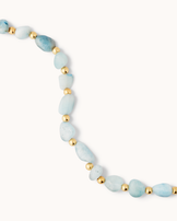 Waterproof Blue Semi-Precious Stone Beaded Bracelet in Gold
