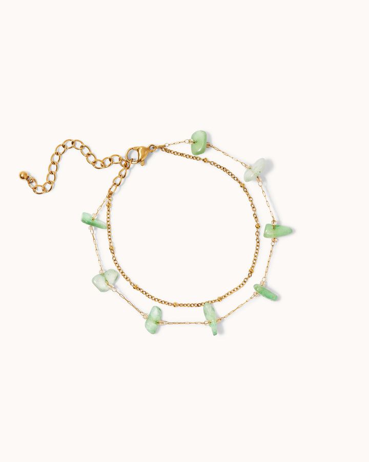Waterproof Chip Station Green Semi-Precious Bracelet Pack in Gold