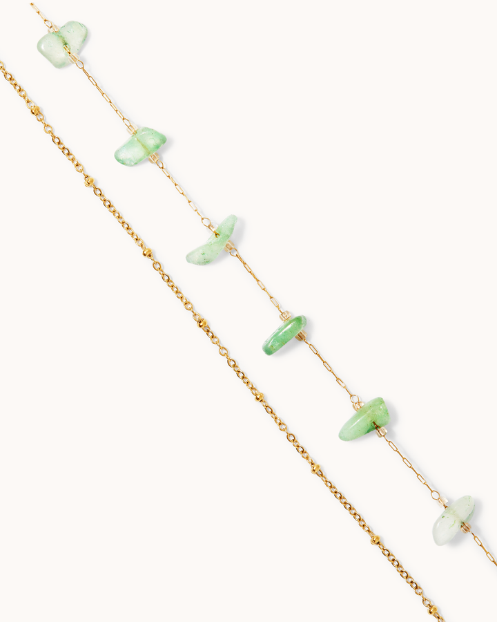 Waterproof Chip Station Green Semi-Precious Bracelet Pack in Gold