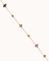 Waterproof Multi-Coloured Semi-Precious Stone Bracelet in Gold