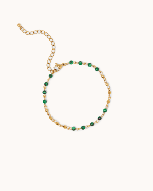 Waterproof Semi-Precious Station Bracelet in Gold