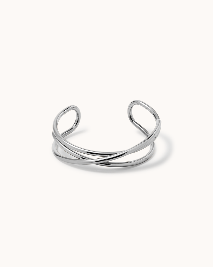 Waterproof Triple Overlap Cuff Bracelet in Silver