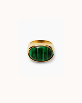 Waterproof Semi-Precious Statement Round Ring in Gold