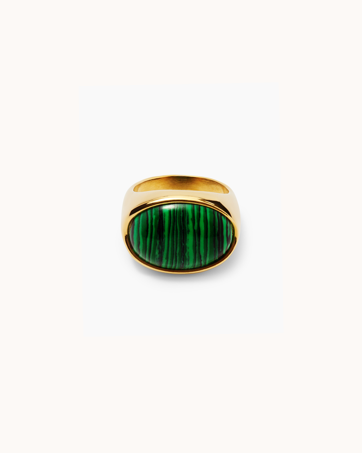 Waterproof Semi-Precious Statement Round Ring in Gold