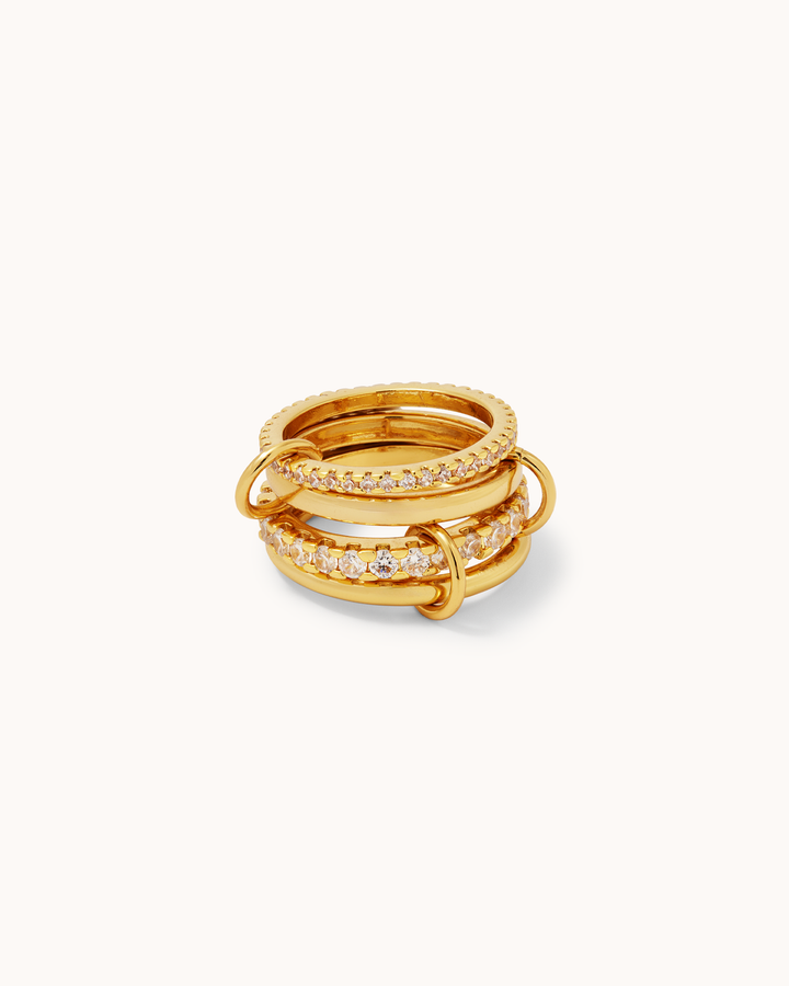 Cubic Zirconia Stacking Link Ring in Gold