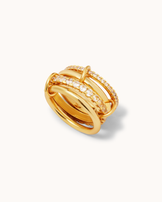 Cubic Zirconia Stacking Link Ring in Gold