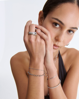Waterproof Double Band Cubic Zirconia Ring in Silver