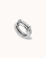 Waterproof Double Band Cubic Zirconia Ring in Silver