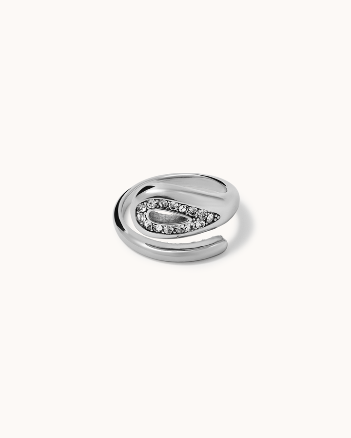 Waterproof Loop Wrap Cubic Zirconia Ring in Silver
