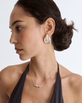 Pavé Twisted Doorknocker Cubic Zirconia Stud Earrings in Silver