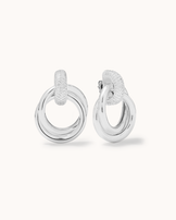 Pavé Twisted Doorknocker Cubic Zirconia Stud Earrings in Silver