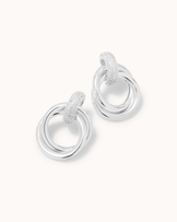 Pavé Twisted Doorknocker Cubic Zirconia Stud Earrings in Silver