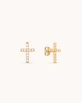 Classic Cubic Zirconia Cross Studs in Gold