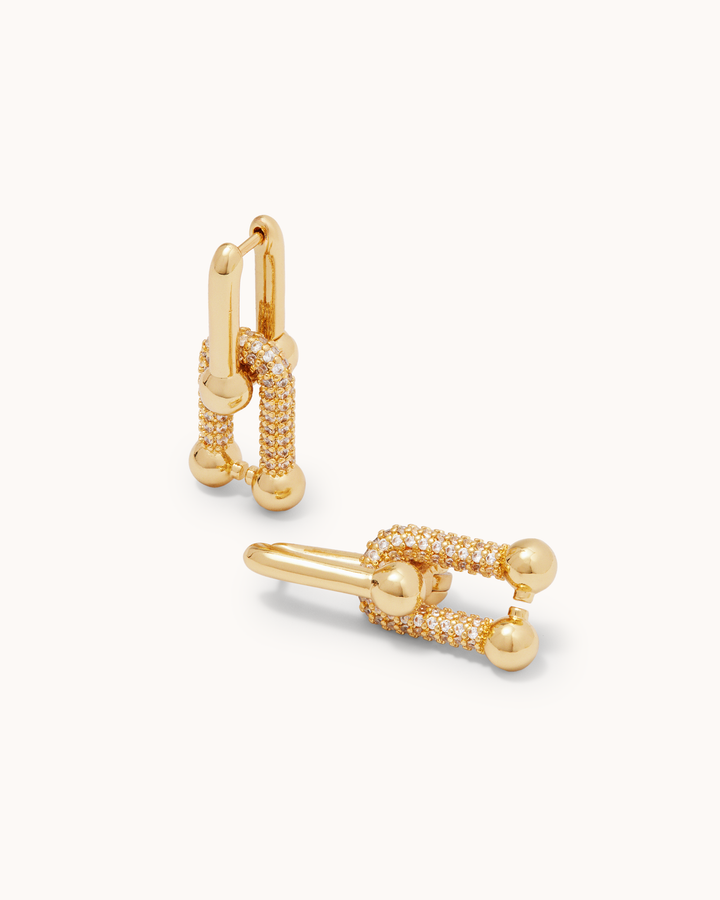 Pavé Double Huggies in Gold