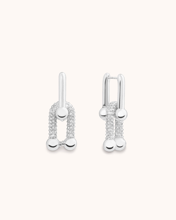 Pavé Double Huggies in Silver