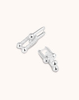 Pavé Double Huggies in Silver