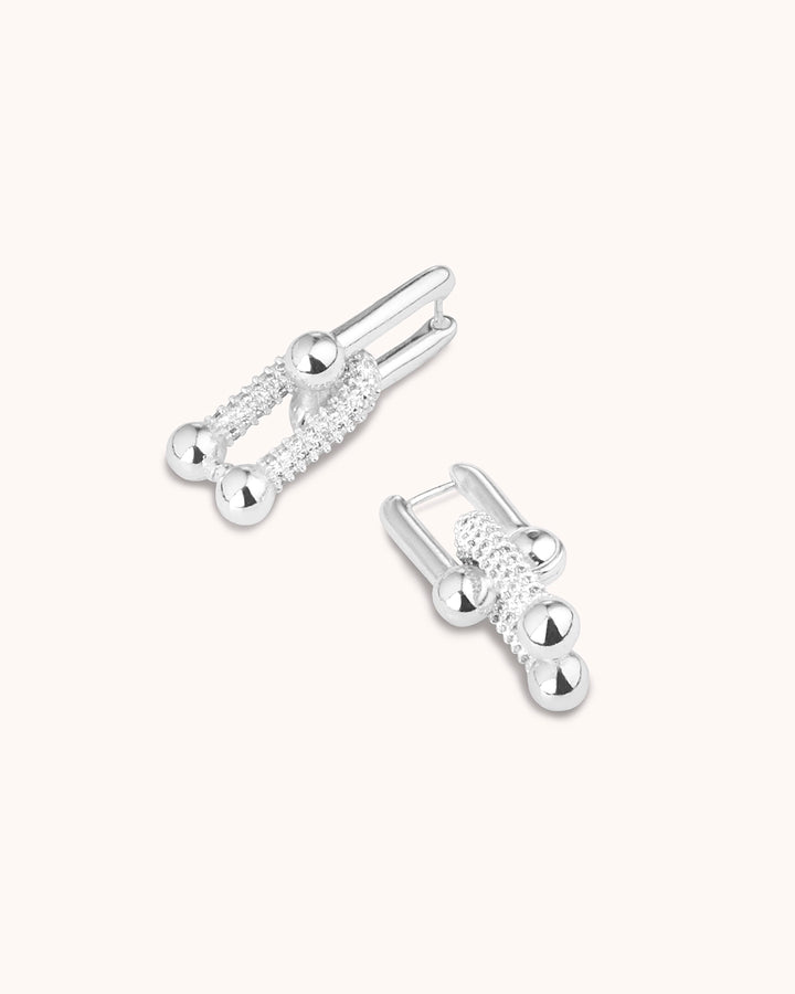 Pavé Double Huggies in Silver