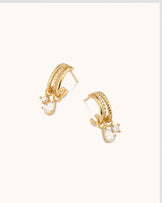 Double Cubic Zirconia Drop Huggies in Gold