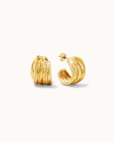 Wide Layered Hoop Earrings in Gold