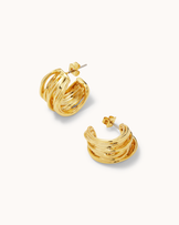 Wide Layered Hoop Earrings in Gold
