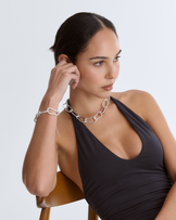 Chunky Pear-Shaped Chain Necklace in Silver