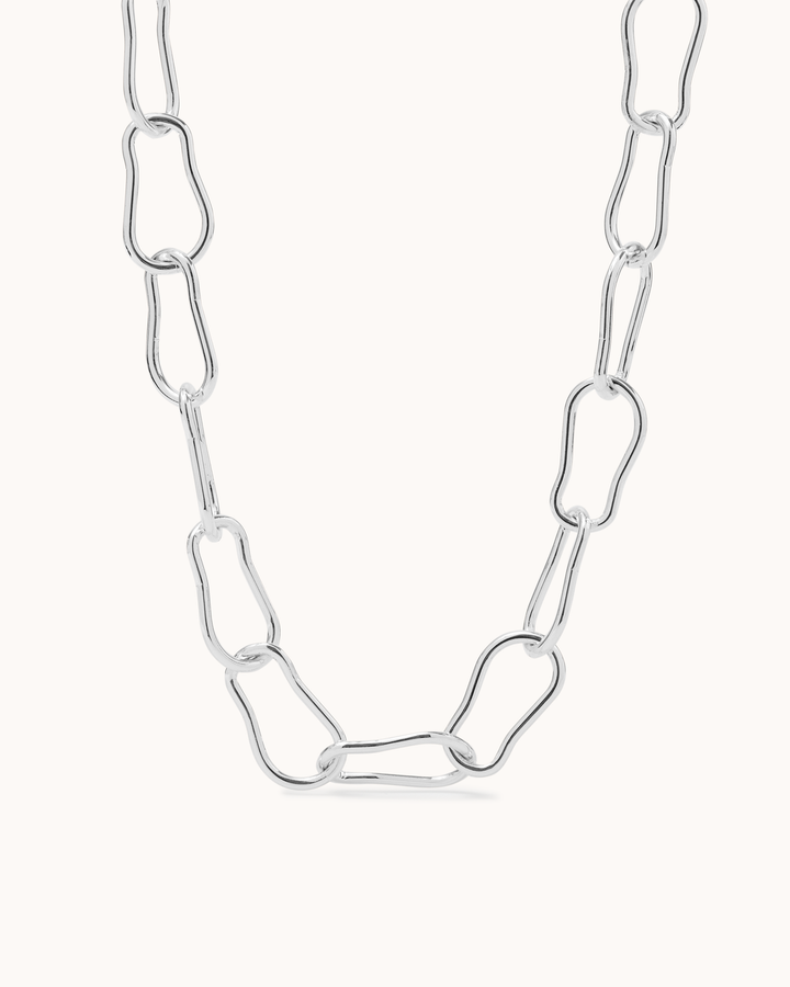 Chunky Pear-Shaped Chain Necklace in Silver