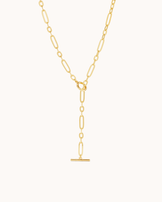 Mixed Link Lariat Necklace in Gold