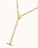 Mixed Link Lariat Necklace in Gold