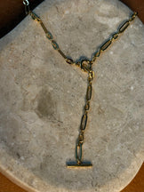Mixed Link Lariat Necklace in Gold